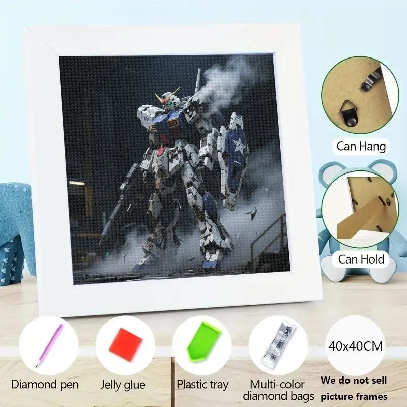 

1 шт. DIY 5D полный дрель комплект алмазной живописи, Gundam RX-78-2 Mecha Robot аниме научно-фантастическая фигурка алмазного искусства, 40x40 см большой размер Battl