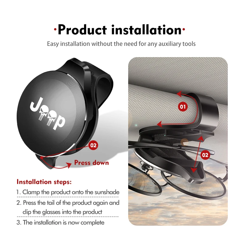 Car Mounted Car Vehicle Sun Visor Sunglasses Card Holder Clip For Jeep Patriot Renegade Wrangler JK JL Liberty Trailhawk