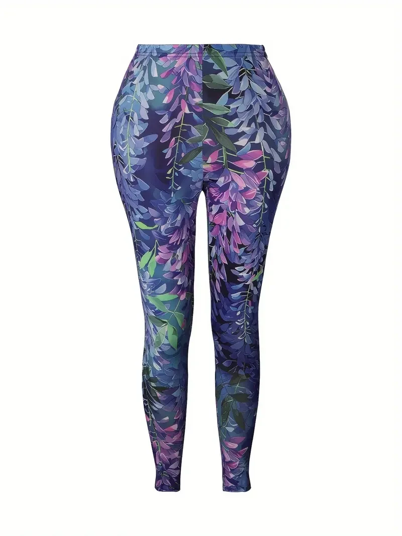 Women's Fashion Leaf Print Casual Leggings - Machine Washable