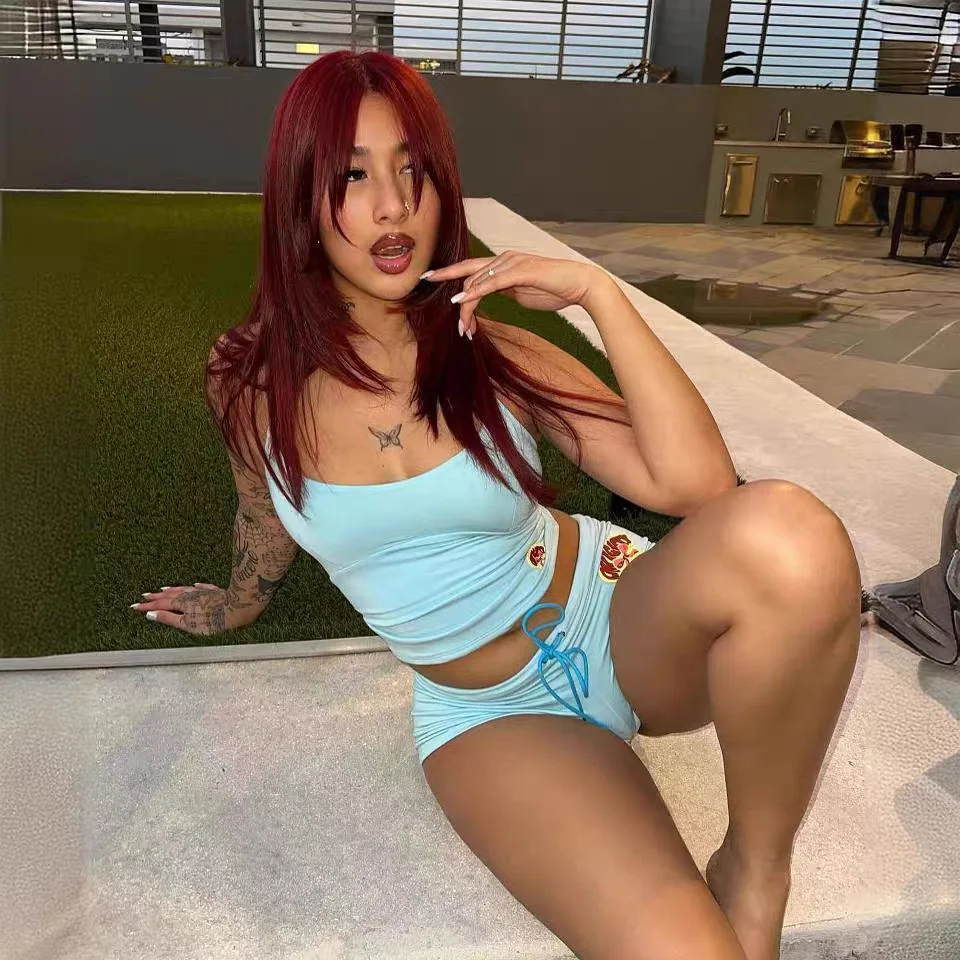 Europe and the United States cross-border 2024 new summer sexy beach halter strap neck vest shorts two-piece suit women