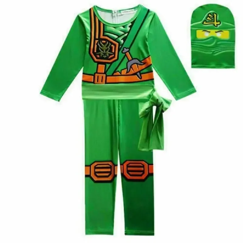 Ninjago traje anime infantil, macacão para meninos, desempenho, vestido extravagante, calças justas infantis, chapelaria, roupas cosplay, novo