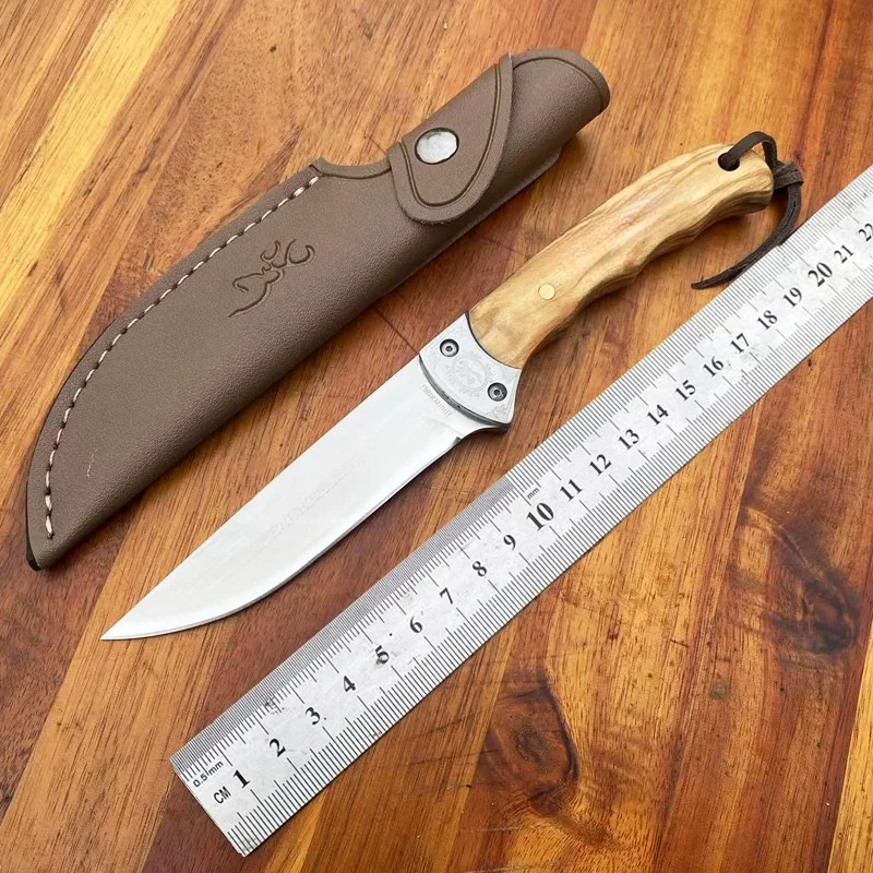 Outdoor Tactical Pocket Knife For Men High Hardness Survival Self Defense Portable Knife Hunting And Fishing Pear Wood Handle