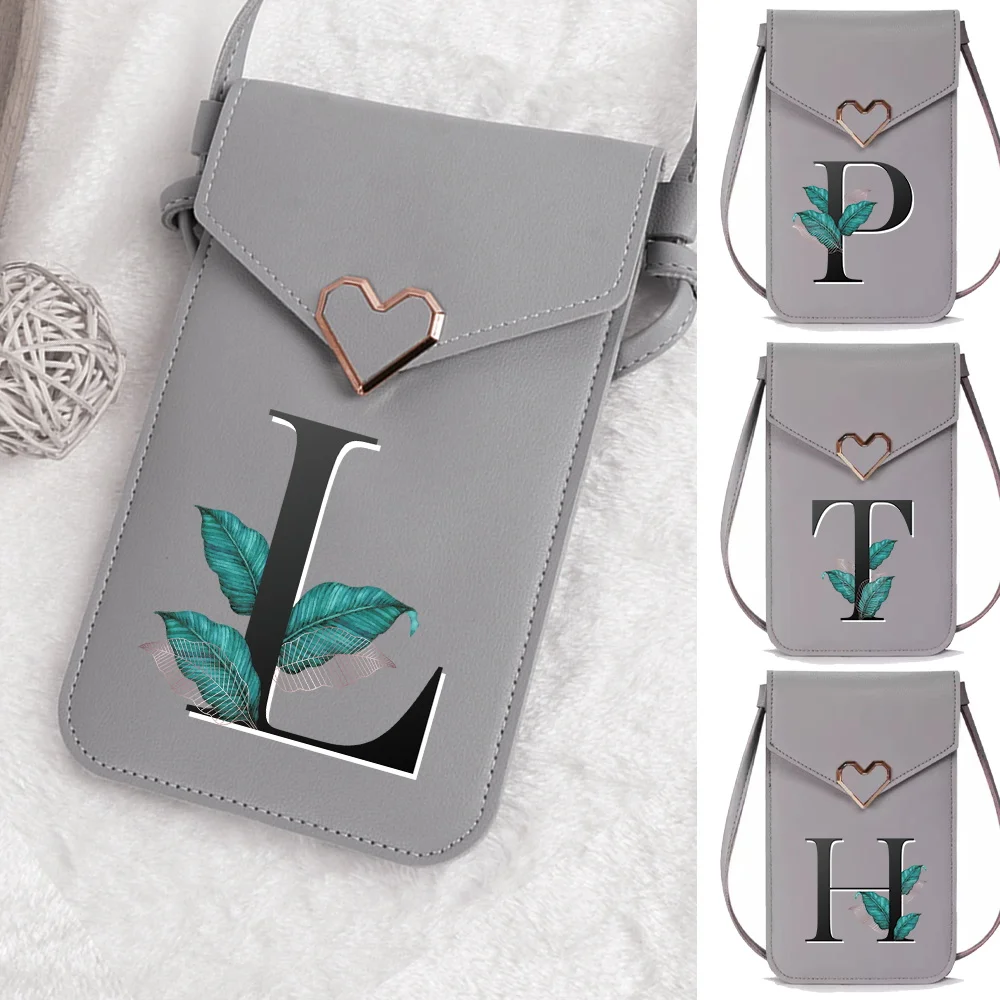 New Wallet Coin Transparent Touch Screen Phone Bag Leaf Letter Series Shoulder Straps Multilayer Shopping Bag Phone Storage Bags
