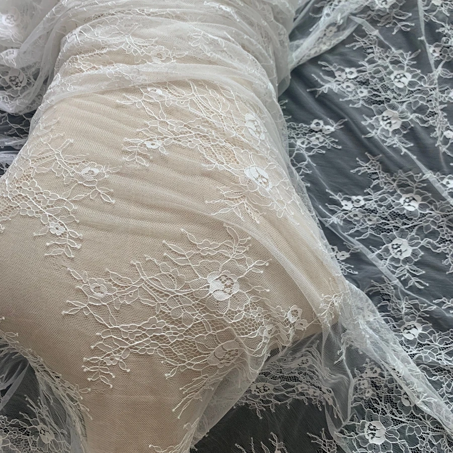 150CM Wide(Height) Subtle High Quality Eyelash Chantilly Lace Fabric DIY Handcraft Lace Material Sewing 3 Meters