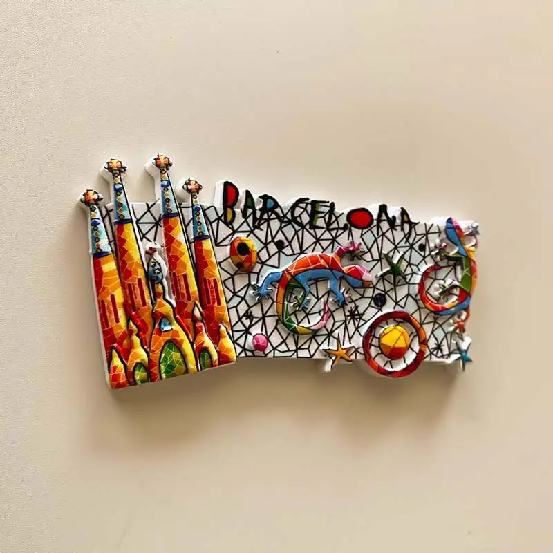 

Barcelona, Spain Refrigerator Magnets Hot-Selling Tourist Souvenirs Creative Three-Dimensional Painted Magnetic Stickers Unique