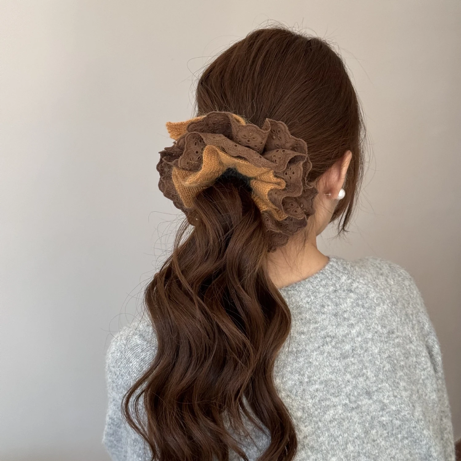 

Wool Knitted Lace Scrunchies Elastic Hair Band for Women Ponytail Holder Rubber Band Hair Rope Tie Headdress Hair Accessories