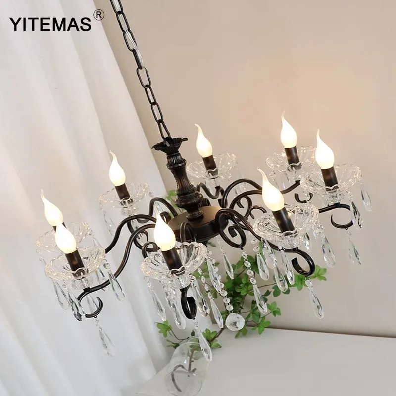 French light luxury bedroom crystal chandelier living room Korean fresh dining room American countryside children's room princes