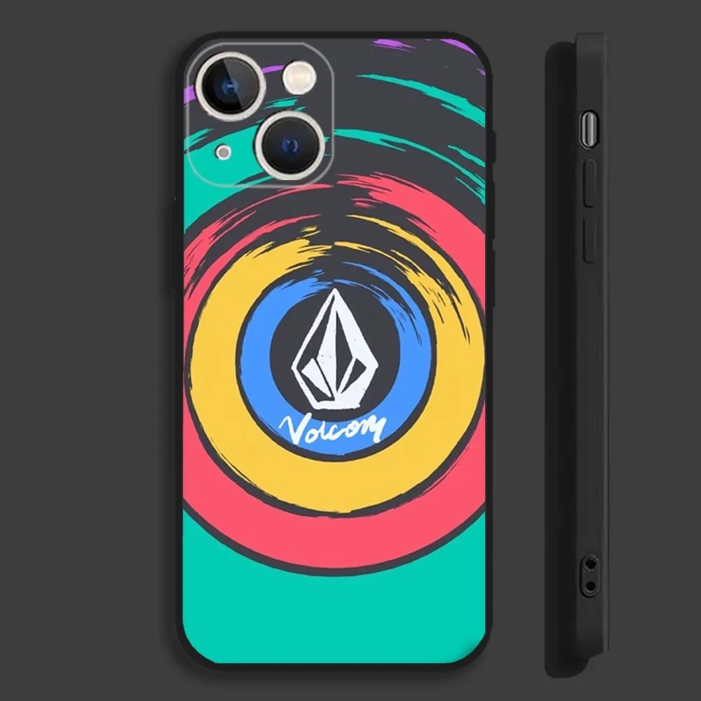 L-Luxury V-VOLCOM-S Sport Style Phone Case For iPhone15,14,13,12,11,Pro,Max,Plus,Mini,X,XS,XR,8,7,6,S,Plus,SE Soft Black Case