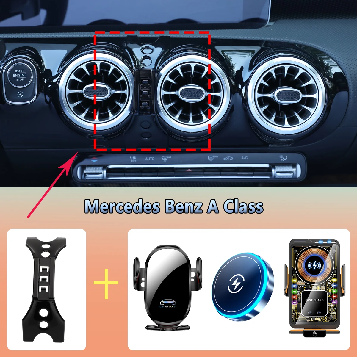

Car Phone Holder For Mercedes Benz A Class A200 A180 W177 2019 2020 2021 2022 Wireless Charging Magsafe Car Holder Accessories
