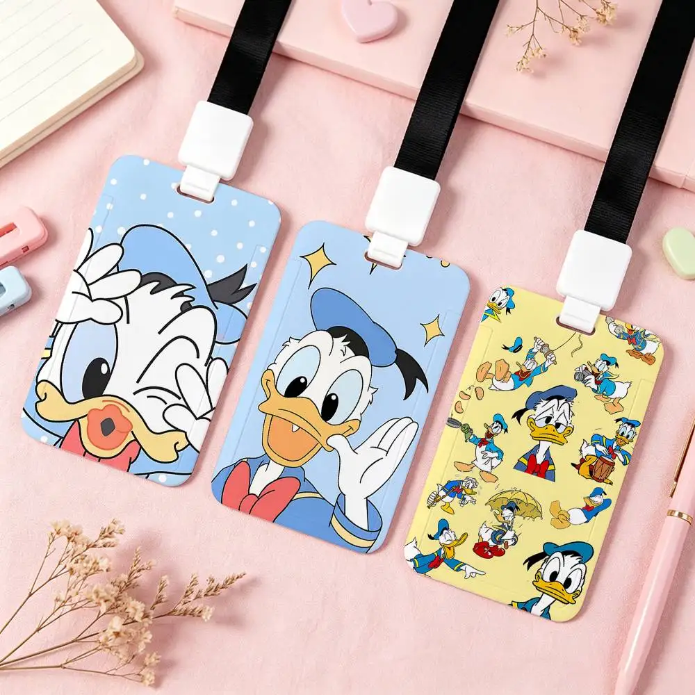 D-Donald Duck Cartoon NFC Contactless Sliding Card Sleeve For Student Cards, Bus Cards, ID Cards, And Work Permits