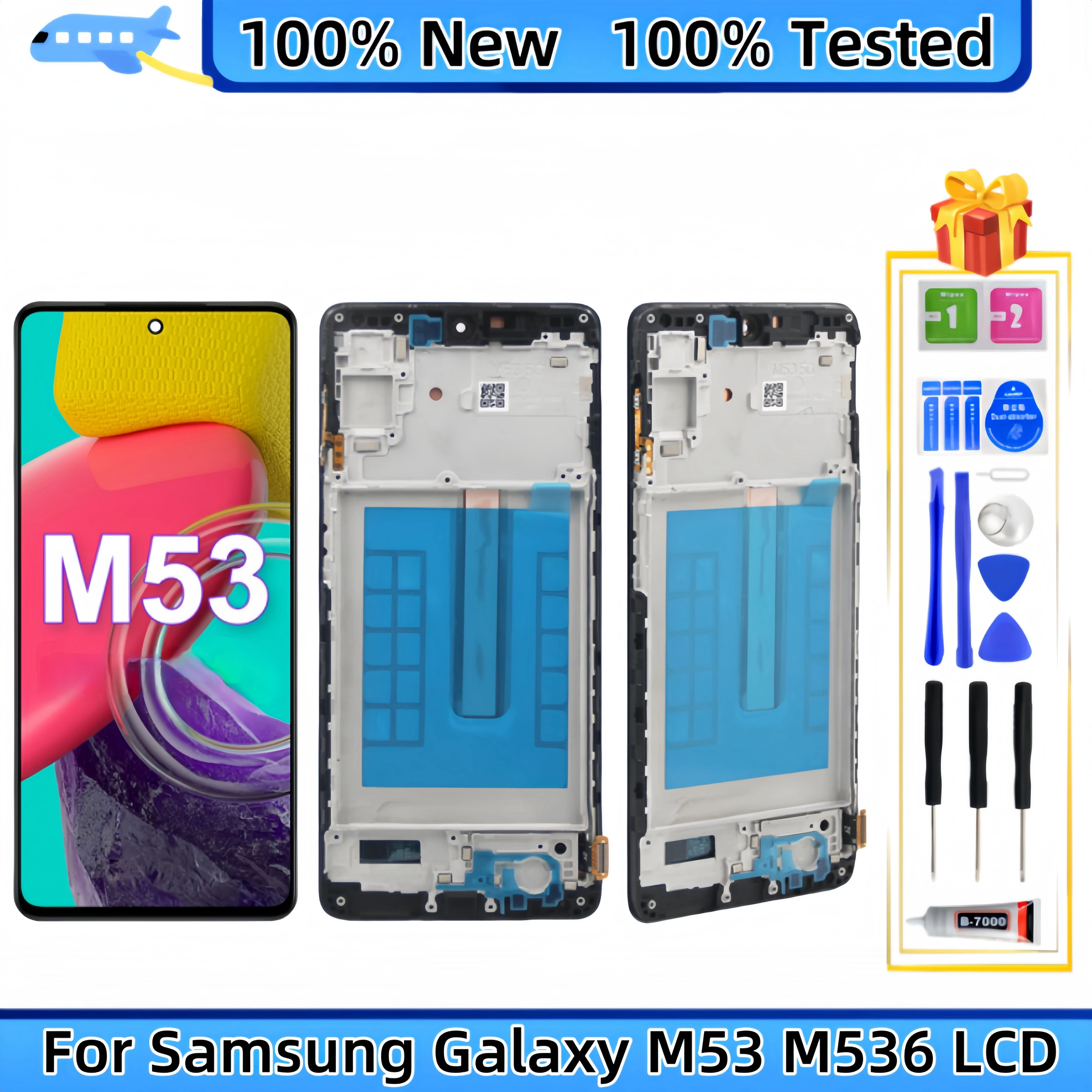 LCD Display Touch Screen Digitizer Assembly Replacement, Samsung Galaxy M53 5G, M536, SM-M536B, SM-M56B/DS