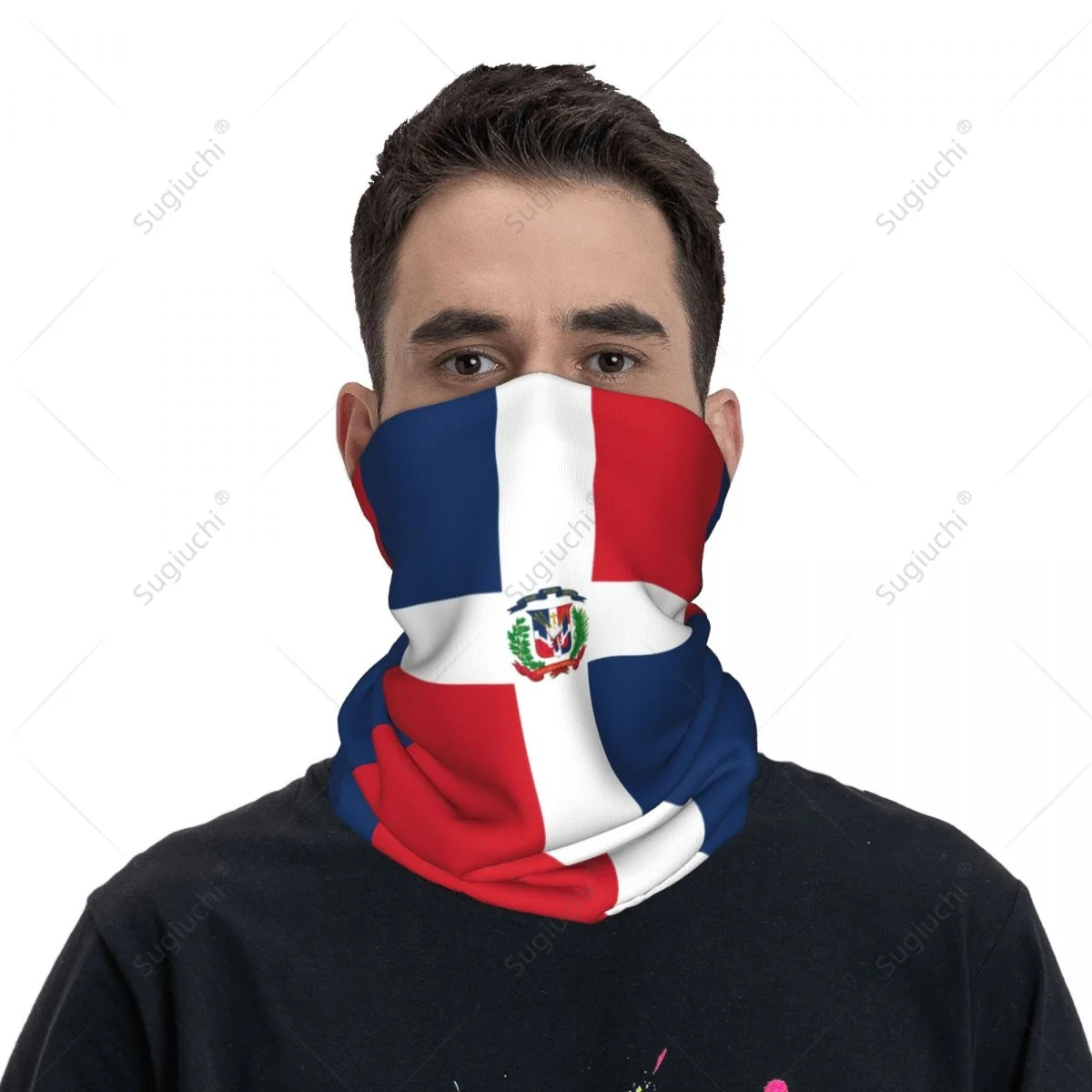 Unisex Dominican Republic Flag Neckerchief Scarf Neck Face Mask Scarves Neck Warmer Seamless Bandana Headwear Cycling Hiking