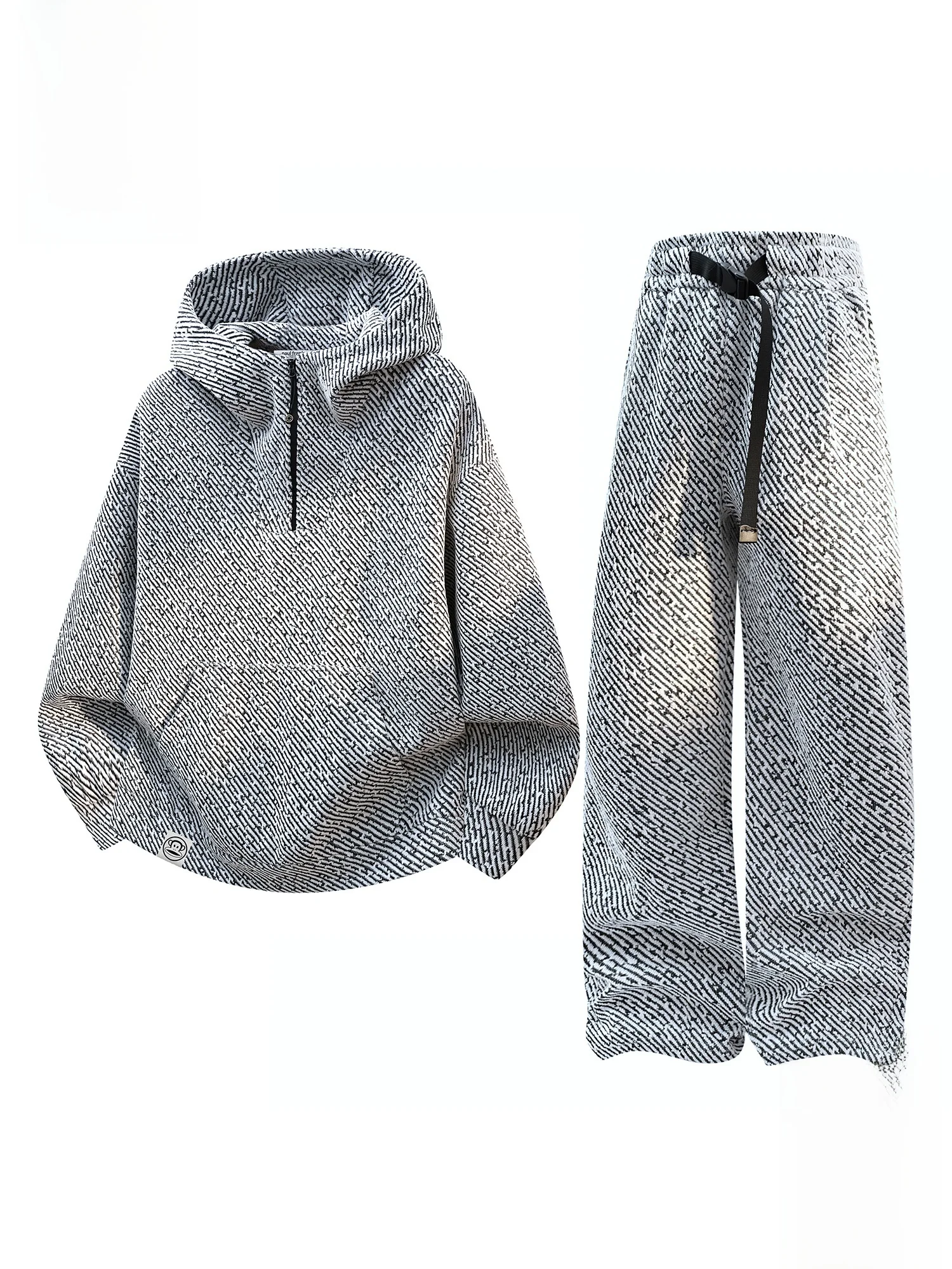 

PaulFrank Winter Casual Sportswear Set for Men with Hood Long Sve Polyester Striped Sweatirt And Trousers Two-Piece Suit