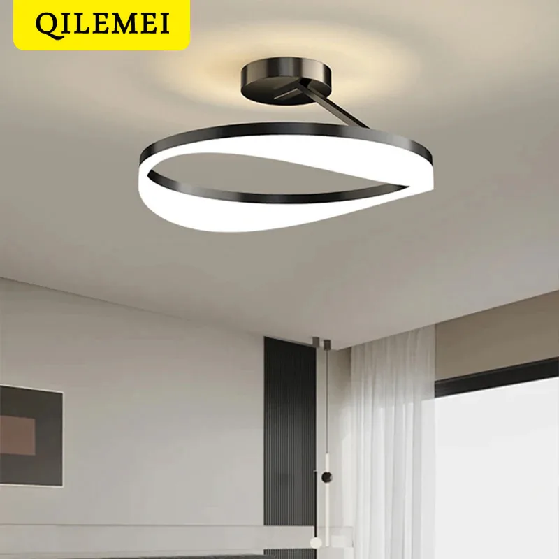 

Minimalist Led Ring Ceiling Chandelier Dimmable Track Dining Living Room Center Table Bedroom Pendant Light Decor Luster Fixture