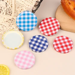 10Pcs Colorful Lattice Jam Jars Lids Wide Mouth Screw Lids Twist Off Lids Storage Caps For Jars Glass Round Storage Cover