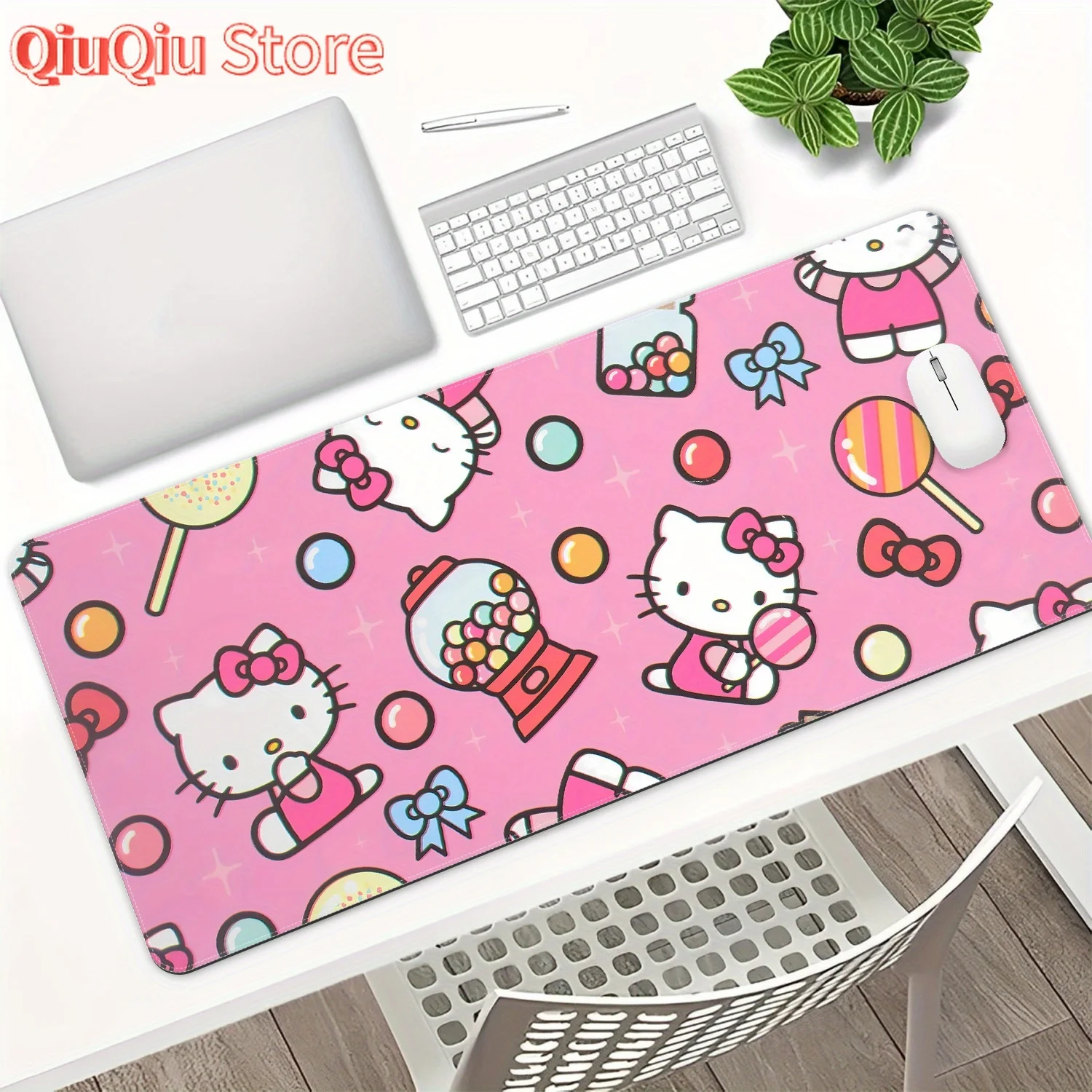 

Sanrio for hello kitty Коврик для мыши — нескользящая резиновая основа, длинный настольный коврик с иллюстрациями милого кота, идеально подходит для игр, офиса, St
