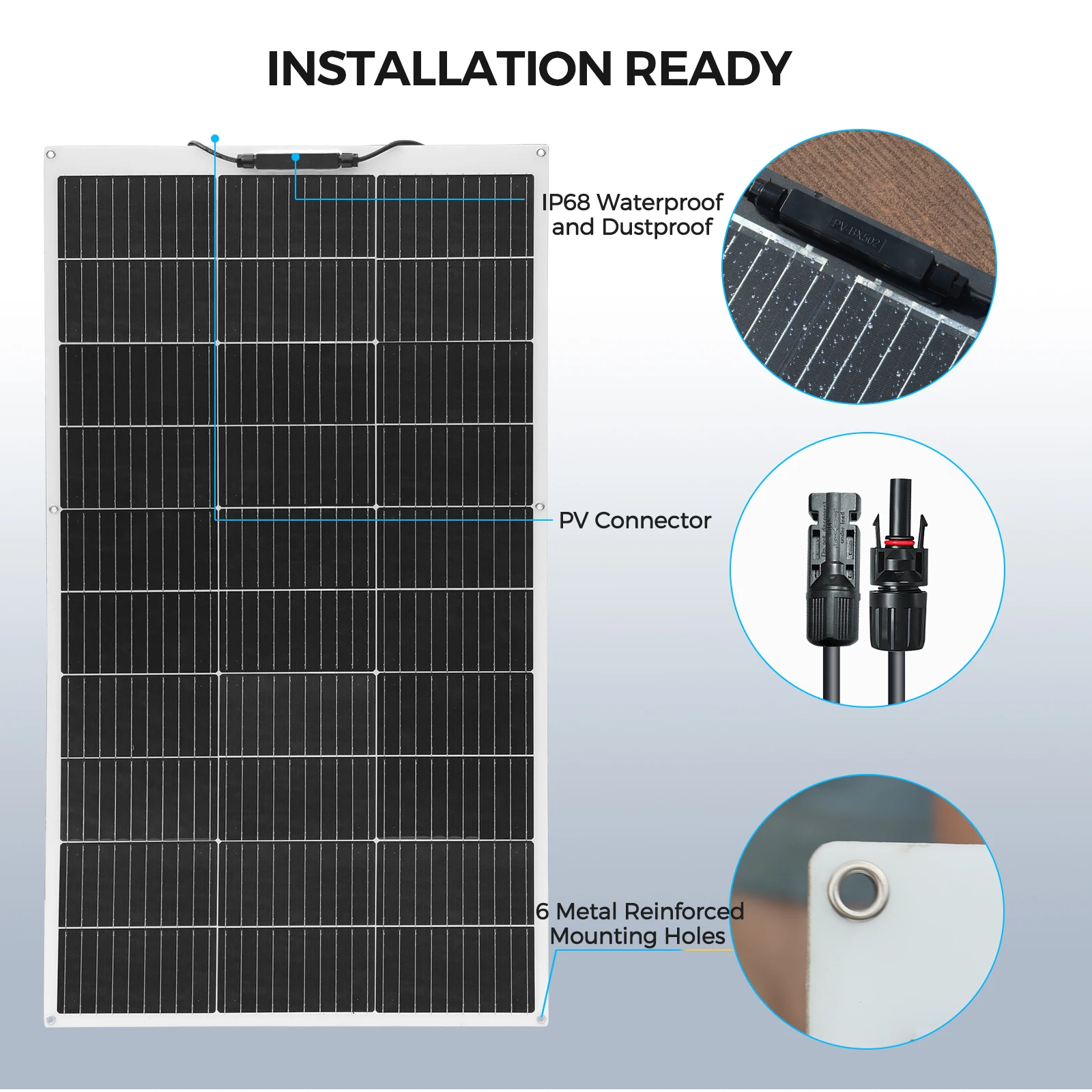 50W 100W 120W 150W 200W Flexible Solar Panels 12v 24v Solar Photovoltaic Charging Panel, for Camper Boat RV Home, Ship from US