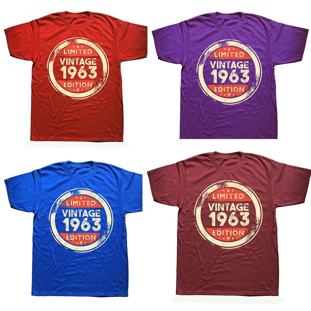 60Th Birthday Vintage 1963 60 Years Old Gifts Vintage T Shirts Summer Graphic Streetwear Short Sleeve T-shirt Mens Clothing