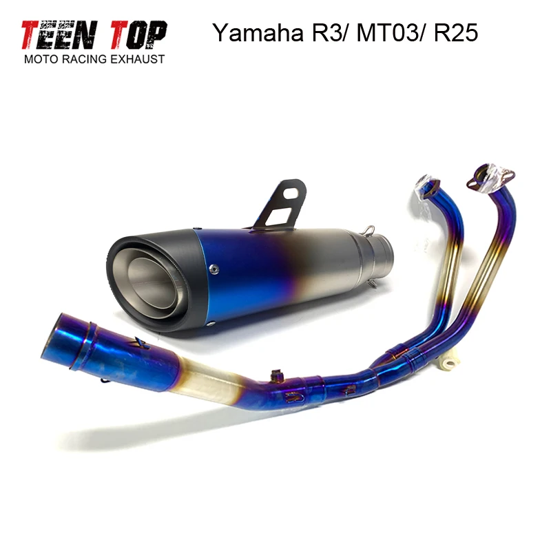 

For Yamaha R3 R25 Full Exhaust System MT-03 Motorbike Front Link Pipe 304SUS MT03 Exhaust Muffler Elbow 51mm Escape Moto Tube