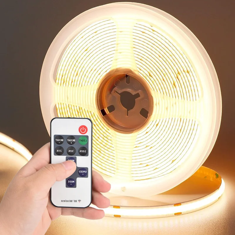 

USB COB LED Strip with RF Remote Control White/Warm White Double-sided Tape for TV Mirror Backlight Kitchen Decoration Light
