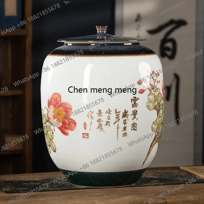 Ceramic rice tank, oil tank, bucket, household sealed with lid, moisture-proof insect storage tank
