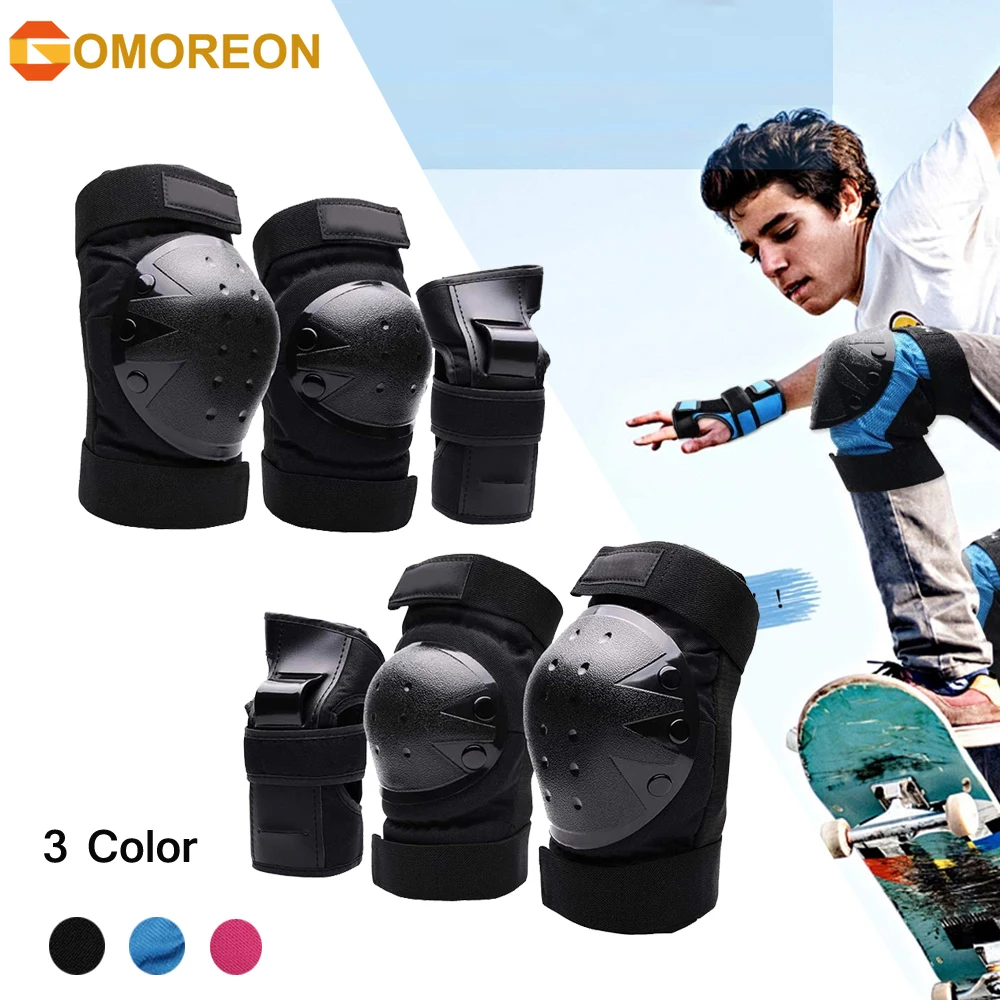 GOMOREON 6Pcs Kids/Adults Knee Pads Elbow Pads Wrist Guards Protective Gear for Skateboarding Roller Skating Cycling BMX Bicycle