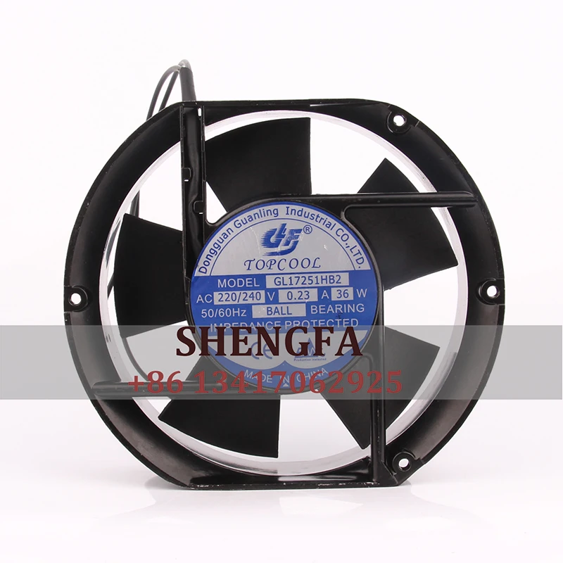 

TOPCOL Case Fan GL17251HB2 172*150*51MM 220/240V 0.23A 36W Dual Ball Cabinet Cooling Fan