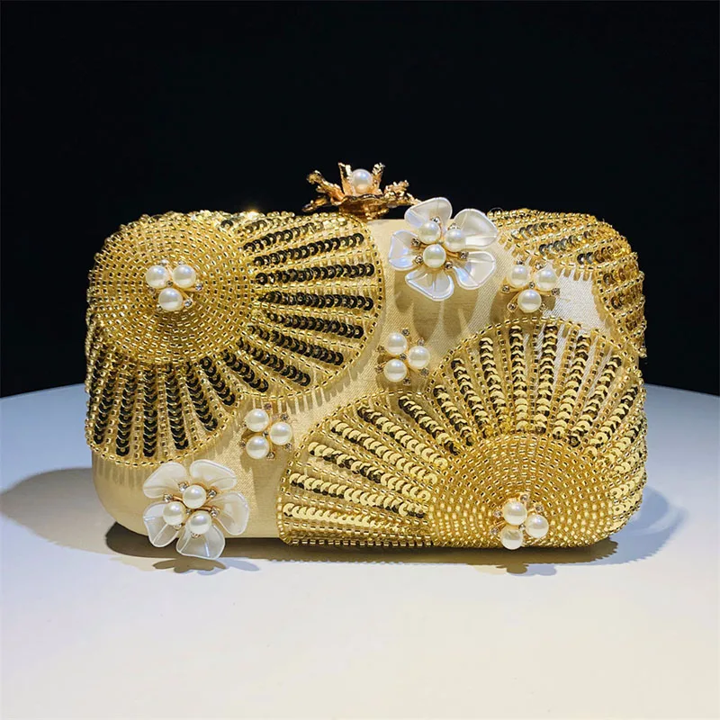 Lady Multi Color Diamond Handbag For Wedding Retro HandbagLuxury Crystal Women Clutch 3D Flower Party Evening Bag Purse
