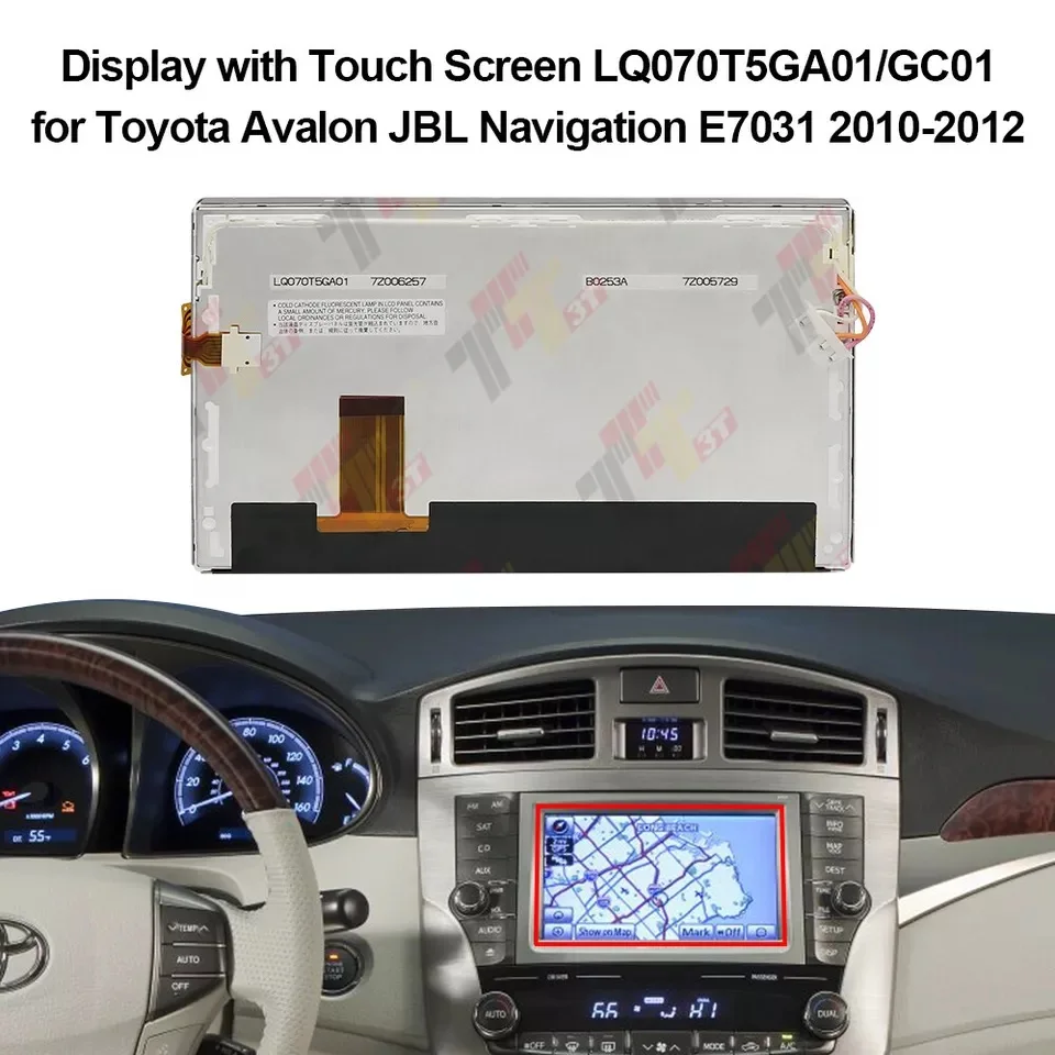 Dashboard Display with Touch Screen LQ070T5GA01/GC01 for Toyota Avalon JBL E7031 Navi