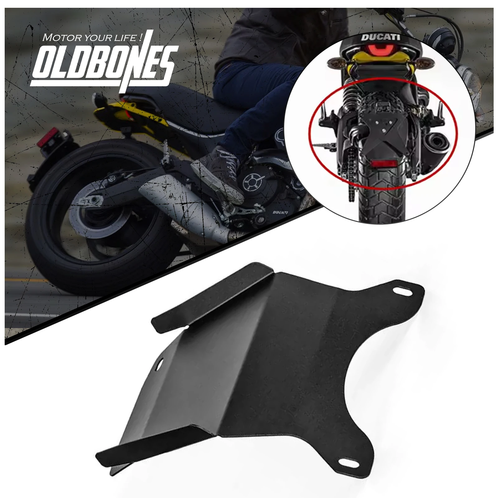 

New Rear Undertray Splash Cover Bracket Cafe Racer Splash guard Motorcycle Accessories For Ducati Scrambler 2014 2015 2016 2017