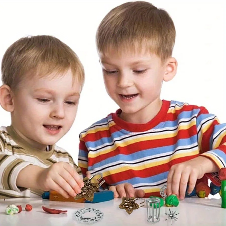 3-teiliges Set aus Metall, Denkaufgabe, Puzzle-Spielzeug, IQ-Herausforderungsspiele, Lösung, Entsperrung für Kinder und Erwachsene, perfektes Party-Herausforderungsgeschenk – Detail 5