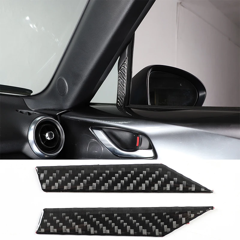 

For 2016-2023 Mazda MX-5 Soft Carbon Fiber Car Front Triangle Window Divider Trim Strip Sticker Car Interior Accessories 2Pcs