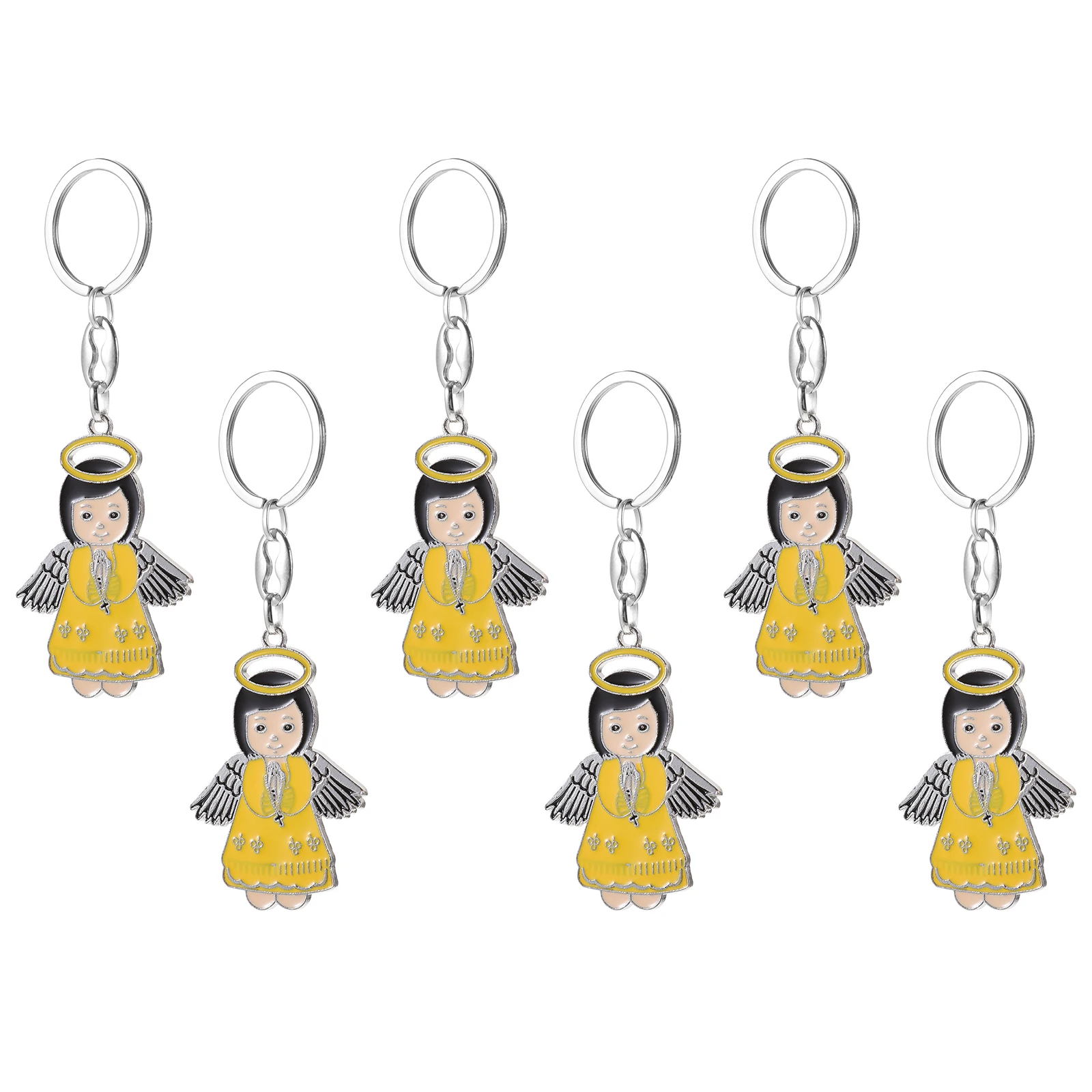 

6pcs Angel Keychains Key Chain Pendant Blue A Cute Backpack Keychains Accessories for Women Baptism Party Favor Gifts