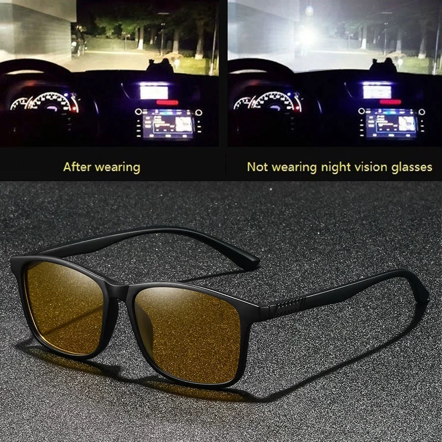 Fashion Vintage Square UV400 Unisex Night Vision Glasses Reduce Visual Fatigue Lenses Anti reflective Outdoor safety Goggles