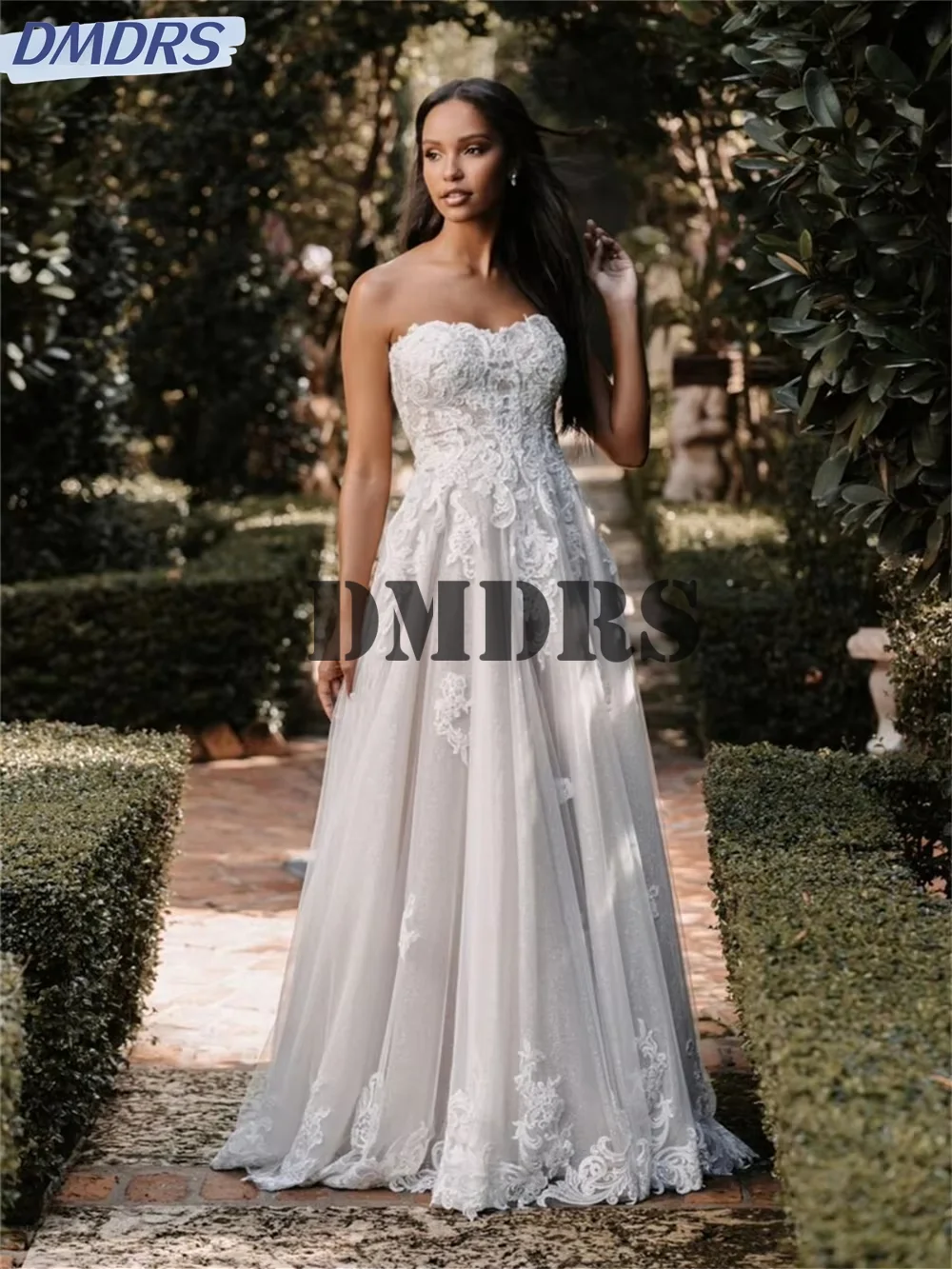 

Romantic Tulle Boho Wedding Dress 2024 Elegant Sleeveless A-Line Dress Sexy Appliquéd Floor Length Gowns Vestidos De Novia