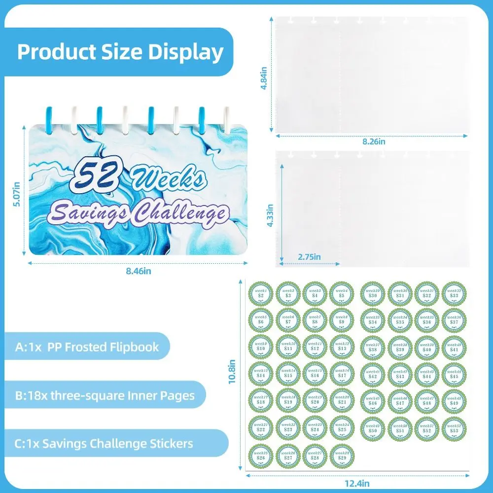 52 semanas de poupança desafio caderno semanal folha solta envelope de dinheiro pasta de poupança multi bolsos colorido planejador de dinheiro