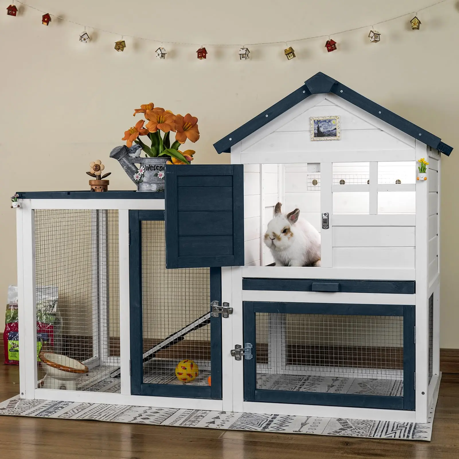 Bunny Hutch Indoor Outdoor Rabbit Cage with Weatherproof Roof
