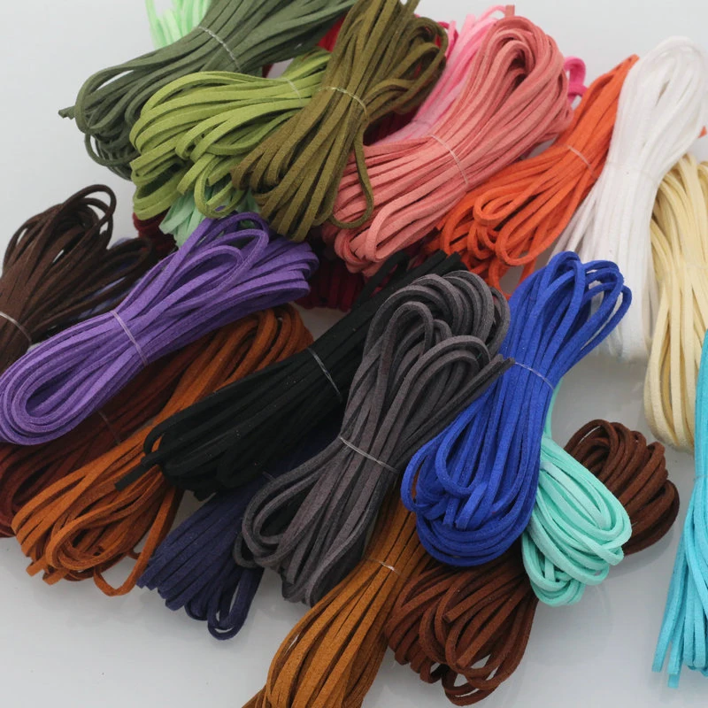 5M 3mm Flat Suede Leather Craft Cow Leather Thong Cord Leather Cord String Rope For DIY Necklace Bracelet Choker Jewelry Making