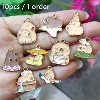 10pcs Kawaii Capybara Enamel Alloy Pendant Fashion Popular Anime Charms DIY Bracelet Necklace Earring Jewelry Keychain Accessory