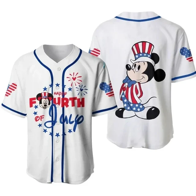 Mickey Mouse Baseball Jersey Shirts Disney Magic Kingdom Shirts Men\'s Casual Sweatshirts Disney Baseball Jerseys Vintage Shirts