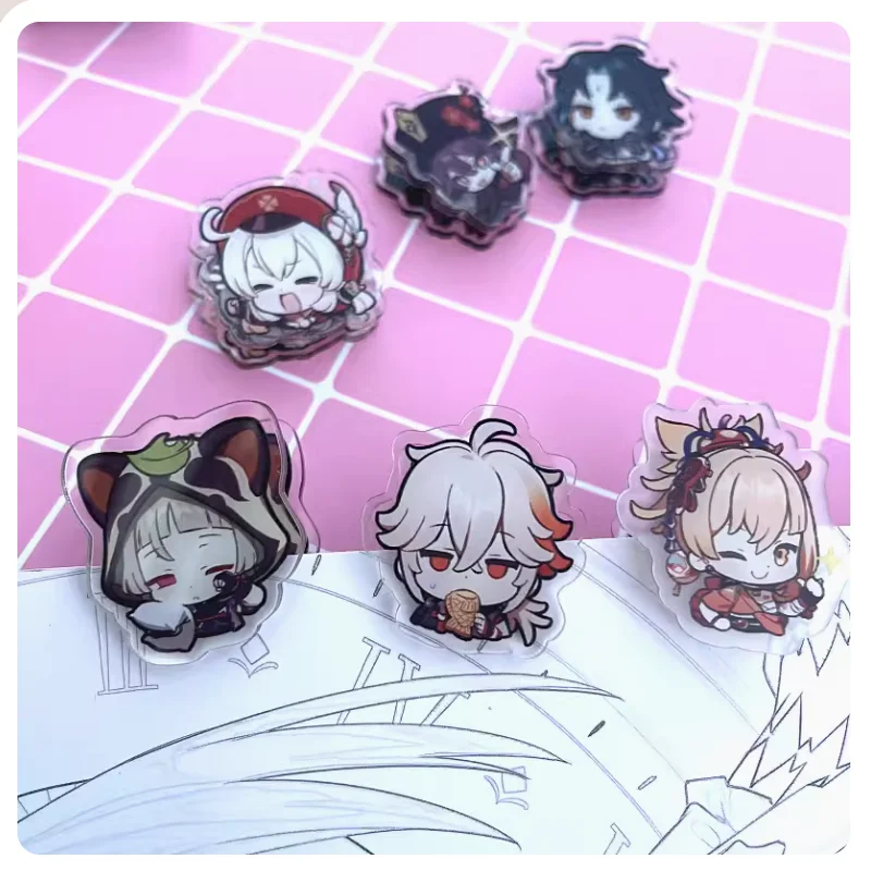 

2024 Anime Genshin Impact PP Clamp Yoimiya Hutao Xiao Klee Acrylic Double-Sided Inner Printed Bookmark Ledger Clip Cosplay Gift