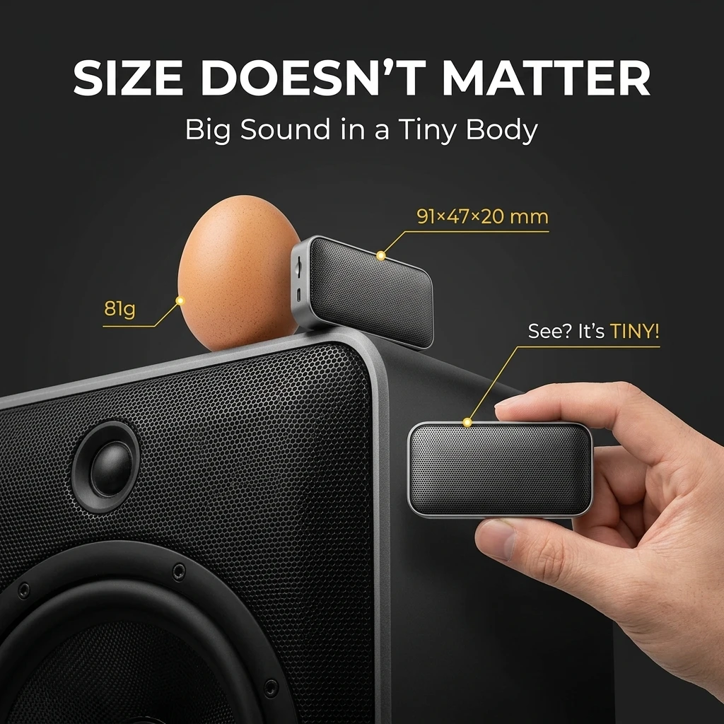Portable Bluetooth Speaker, 5W Mini Metal Wireless Speaker with Deep Bass, Handsfree Pocket Speaker for Outdoor Sports, Running