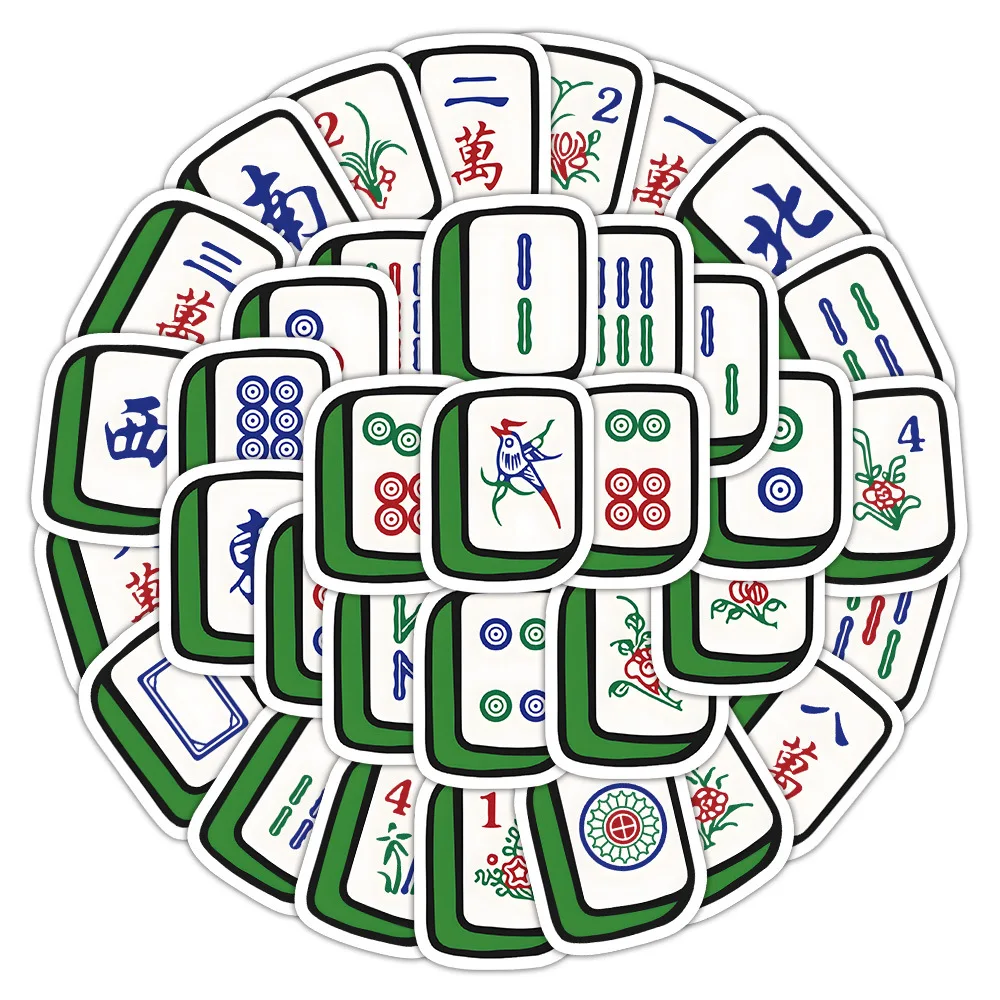 10/30/60 PIÈCES Personnalisé Créatif Dessin Animé Mahjong Doodle Autocollants Décoratifs Jouets pour Scrapbook Planche À Roulettes Réfrigérateur