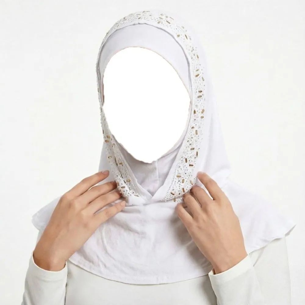Gift Rhinestone Decor Instant Hijab Cap Stretchable Soft Elastic Pull on Hijab Lightweight Easy Wear Head Wrap Hat Women