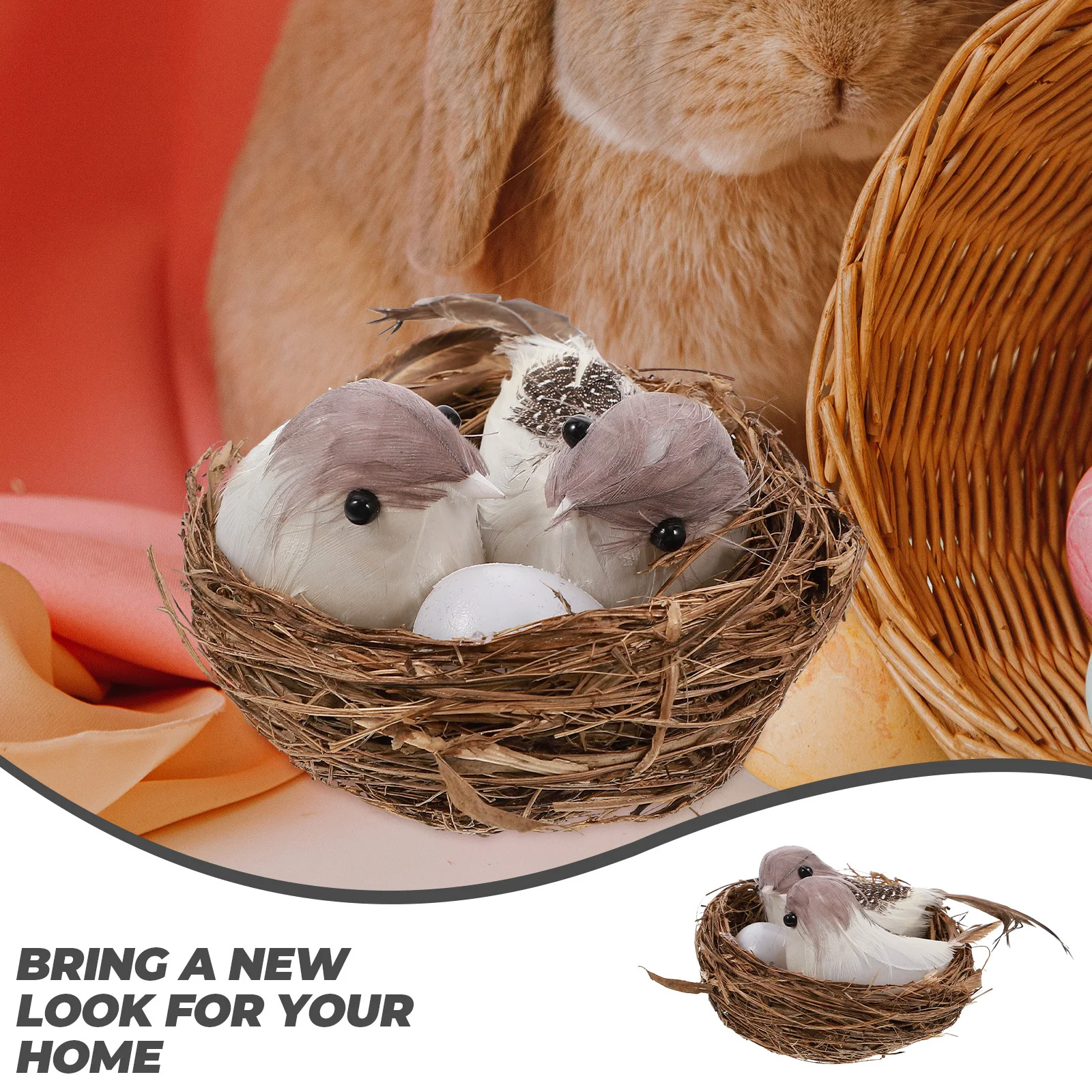 

8Pcs Nest Decor Set Plastic Easter Ornament for Office Store Interior Decoration DIY Mini Landscape Bird Egg Accessory