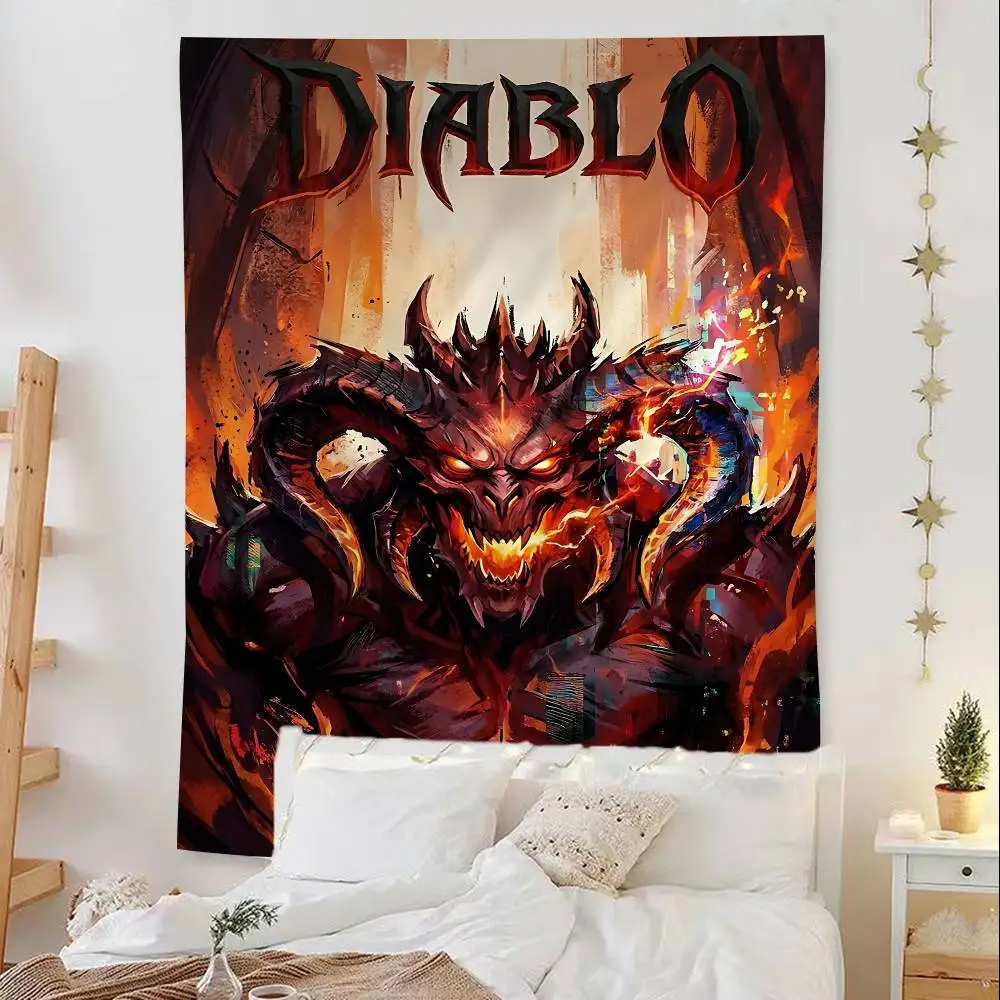 

RPG Game D-Diablo 4 Printed Large Wall Tapestry Indian Buddha Wall Decoration Witchcraft Bohemian Hippie Wall Art Decor