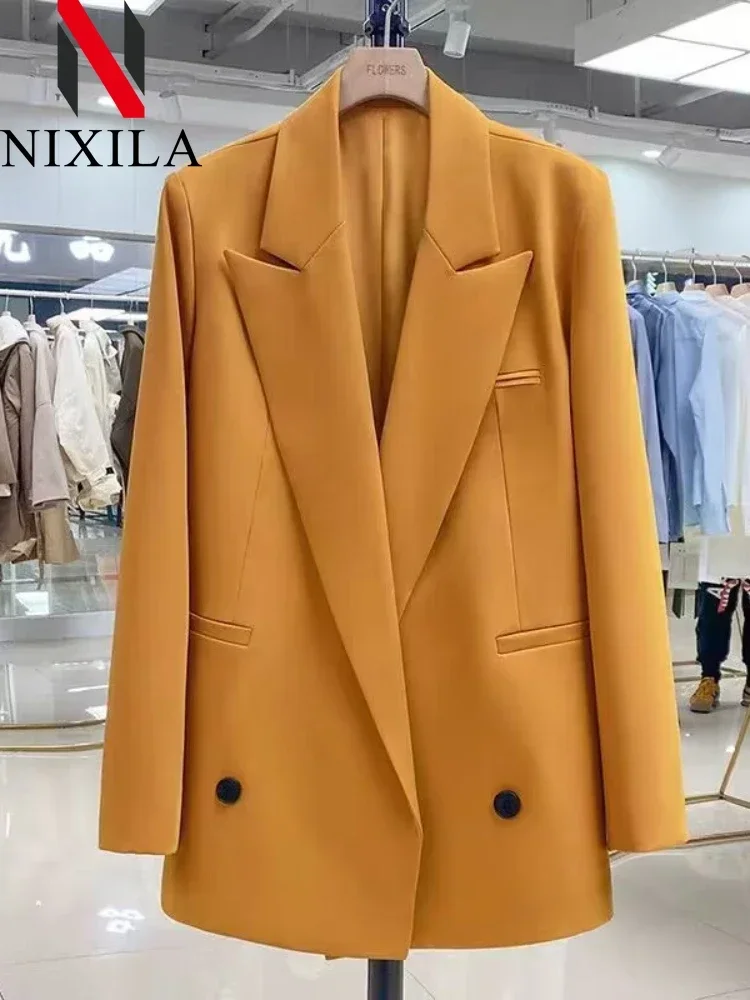 Spring Autumn Blazer Woman 2024 Outerwears Jacket Women Chic Elegant Woman Coats Office Lady Loose Fit Youthful Woman Clothes