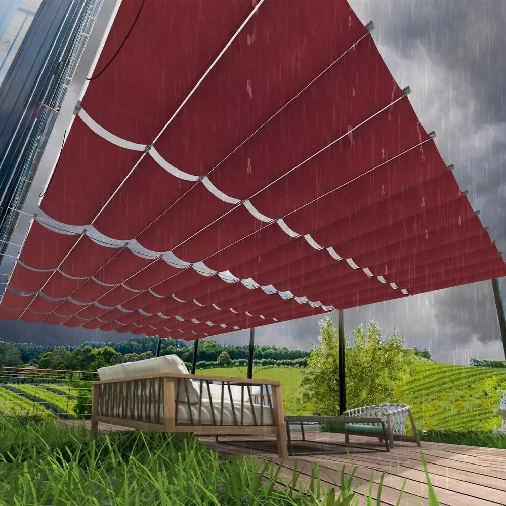 

7' x 40' Retractable Wave Awning Cover, Replacement Pergola Awning, Slip Rope Shade Sail for Outdoor Spaces
