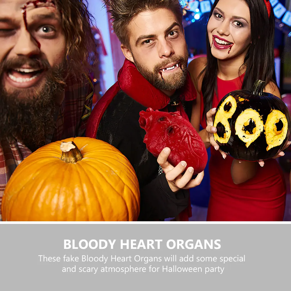 

4pcs Simulation Bloody Halloween Party Props Fake Organs Scary Decor For Haunted House Horror Event Lifelike Heart Spooky