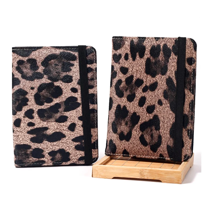 Brown Leopard Complex Passport Cover With Bandage Waterproof Passport Holder Built In RFID Blocking Protect Personal Information